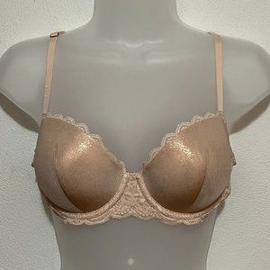 Nude and Gold Champagne Victoria's Secret Bra 34 C